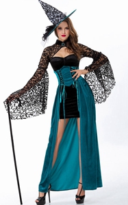 F1764 Teal Storybook Vintage Witch Costume